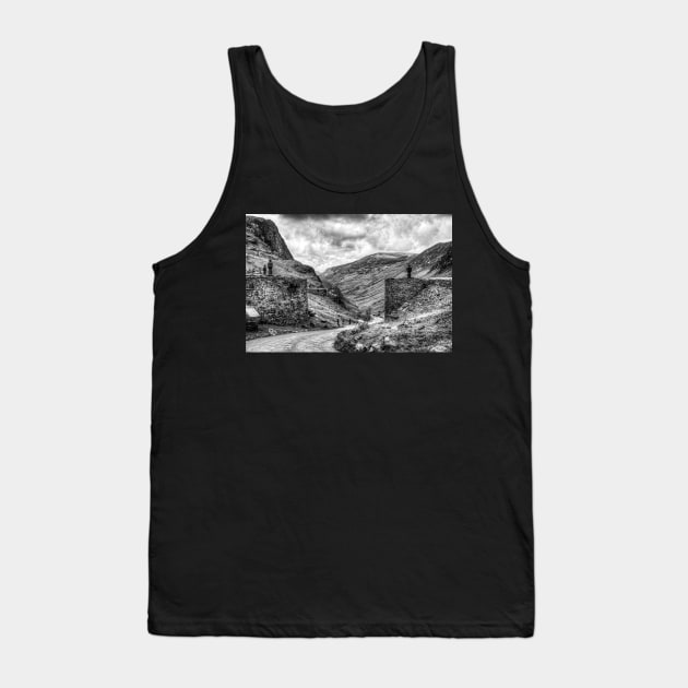Honister Pass Slate Mine Black And White Tank Top by tommysphotos